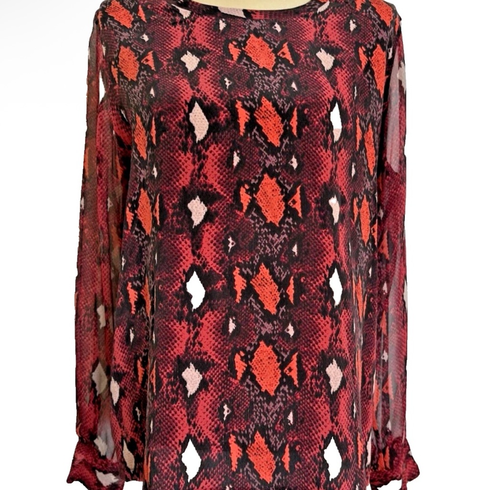 EQUIPMENT FEMME Red Snakeskin Top Size Medium Liam Python
